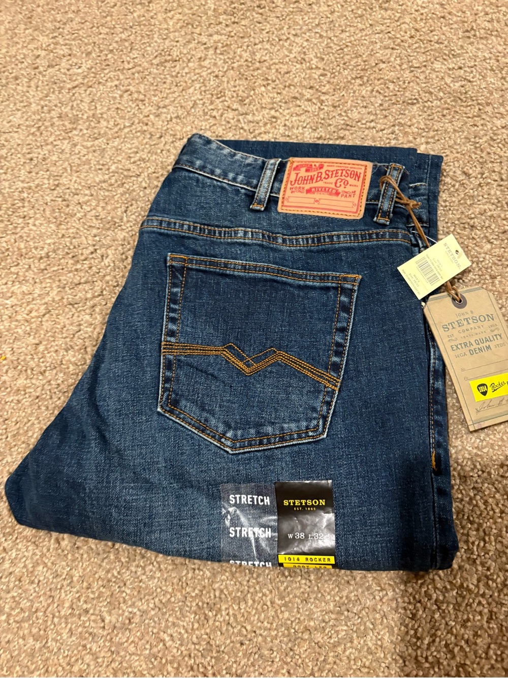 Stetson Men's Dark Blue Slim Straight Jeans